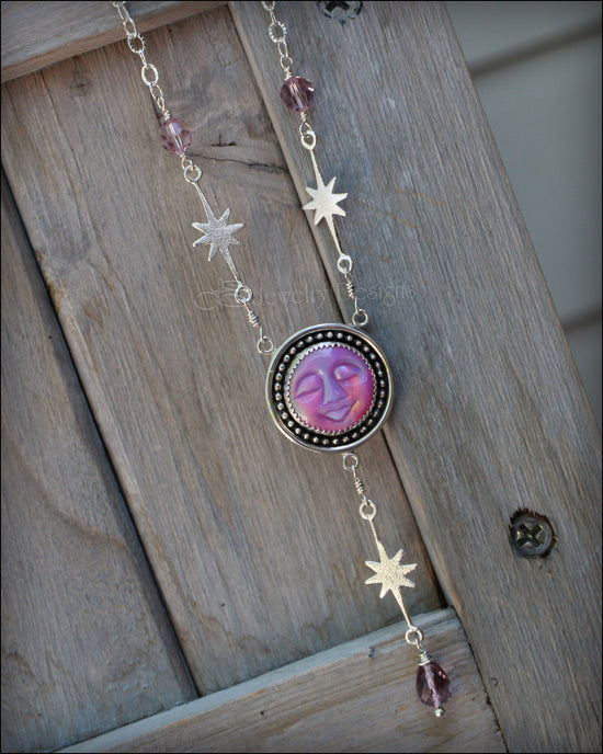 Sterling Sleepy Moon Celestial Lariat - LE Jewelry Designs