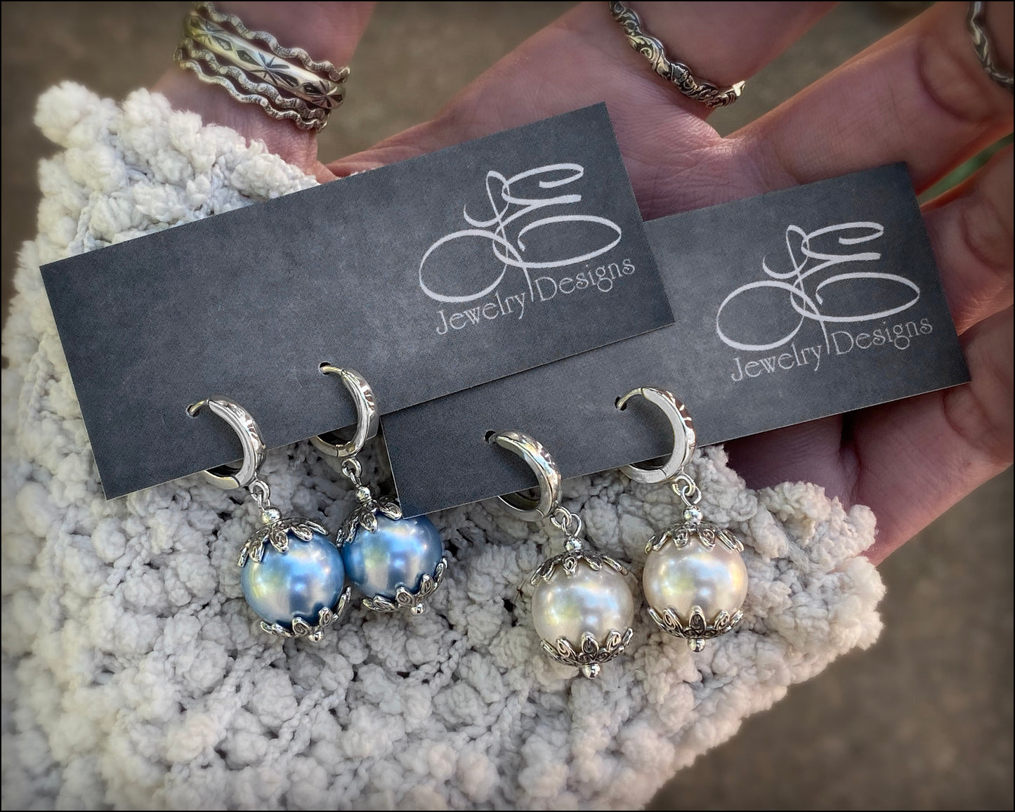 Sterling Snowdrop Pearl Earrings - (choose color) - LE Jewelry Designs