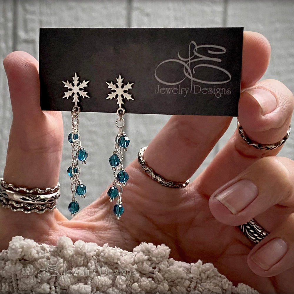 
                  
                    Sterling Snowflake Crystal Earrings (choose color) - LE Jewelry Designs
                  
                