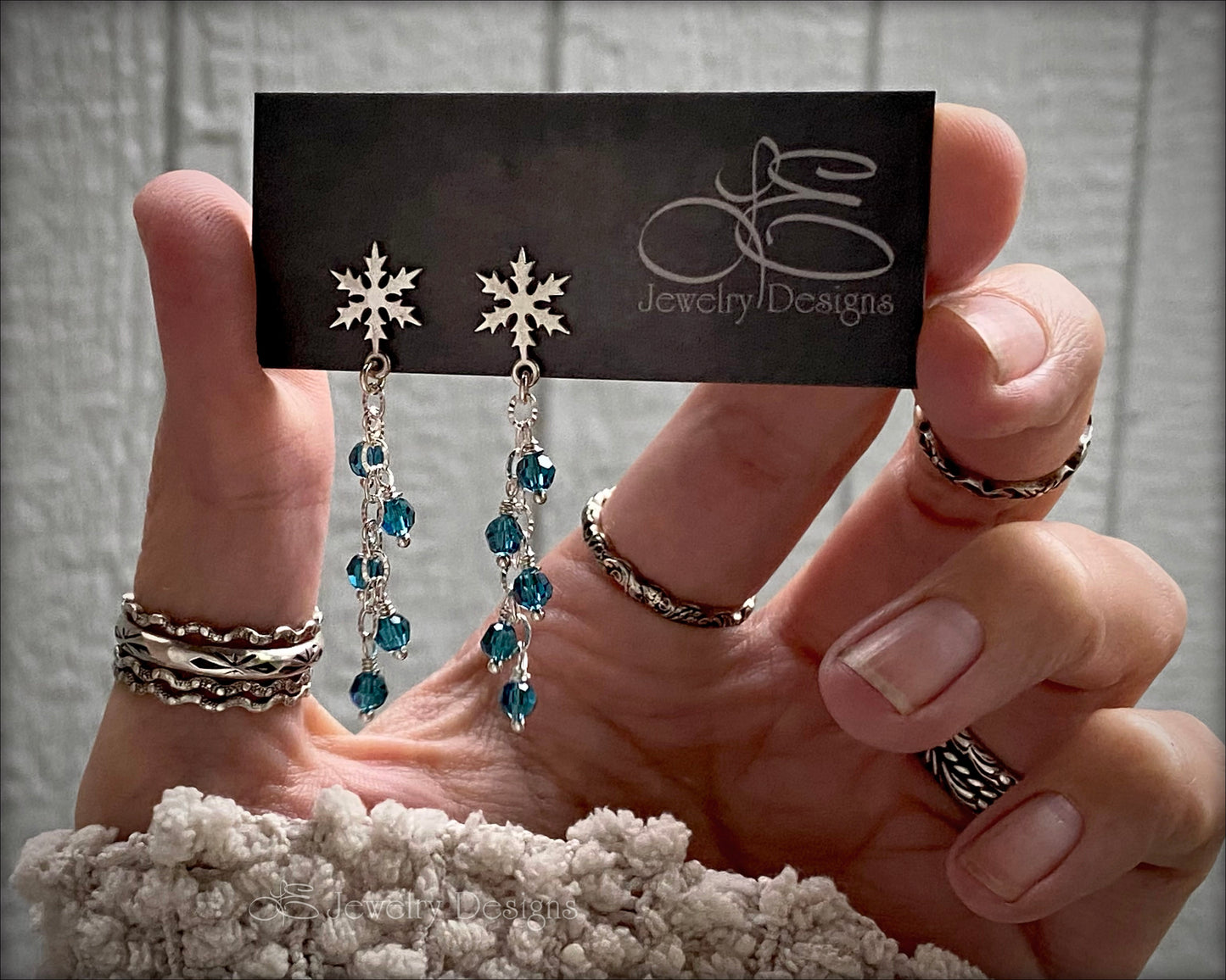 Sterling Snowflake Crystal Earrings (choose color) - LE Jewelry Designs