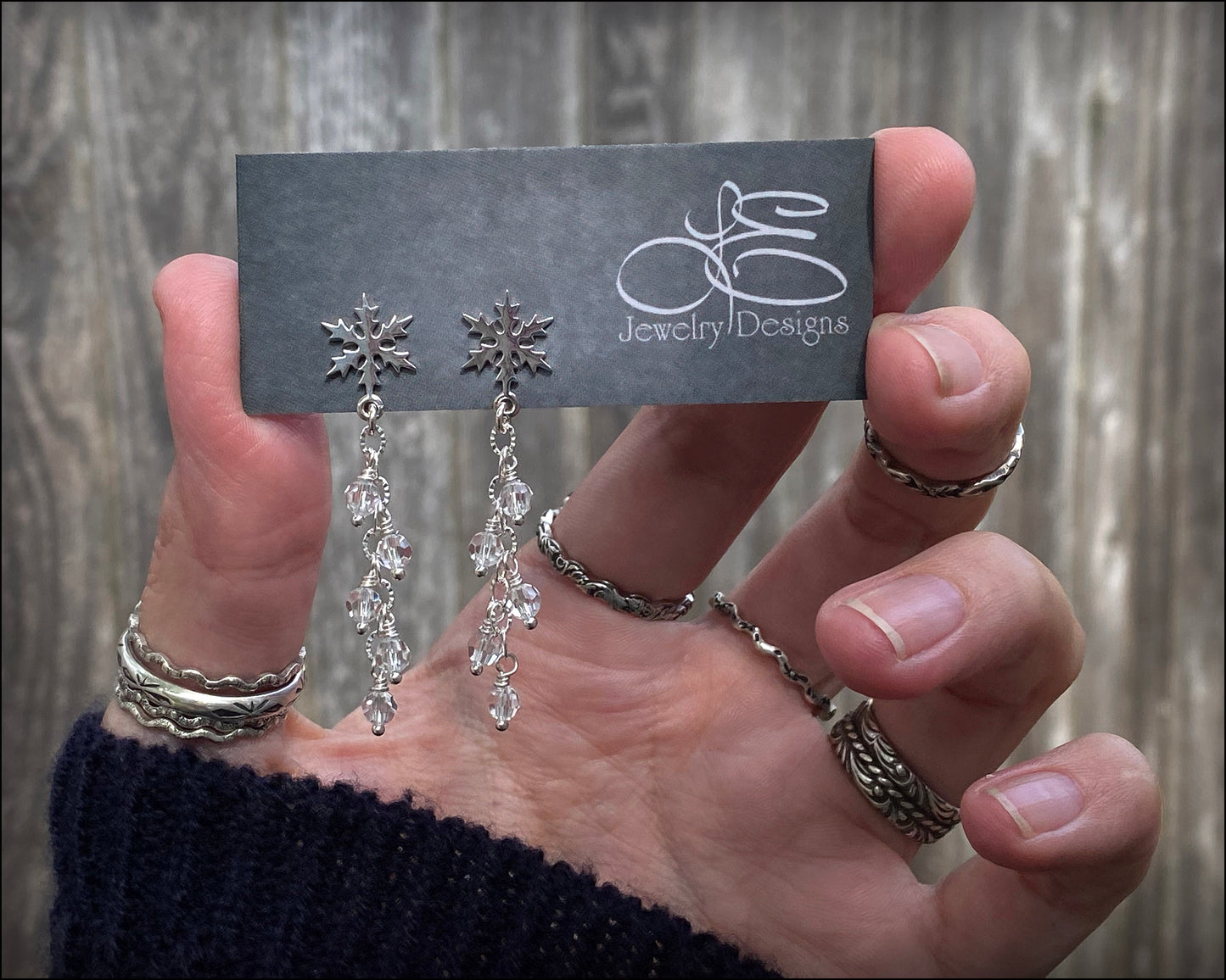 Sterling Snowflake Crystal Earrings (choose color) - LE Jewelry Designs