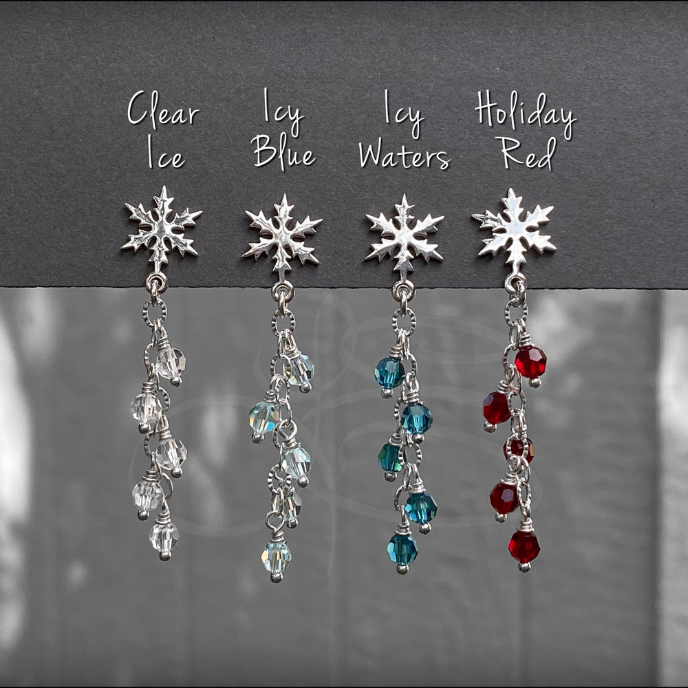 Sterling Snowflake Crystal Earrings (choose color) - LE Jewelry Designs