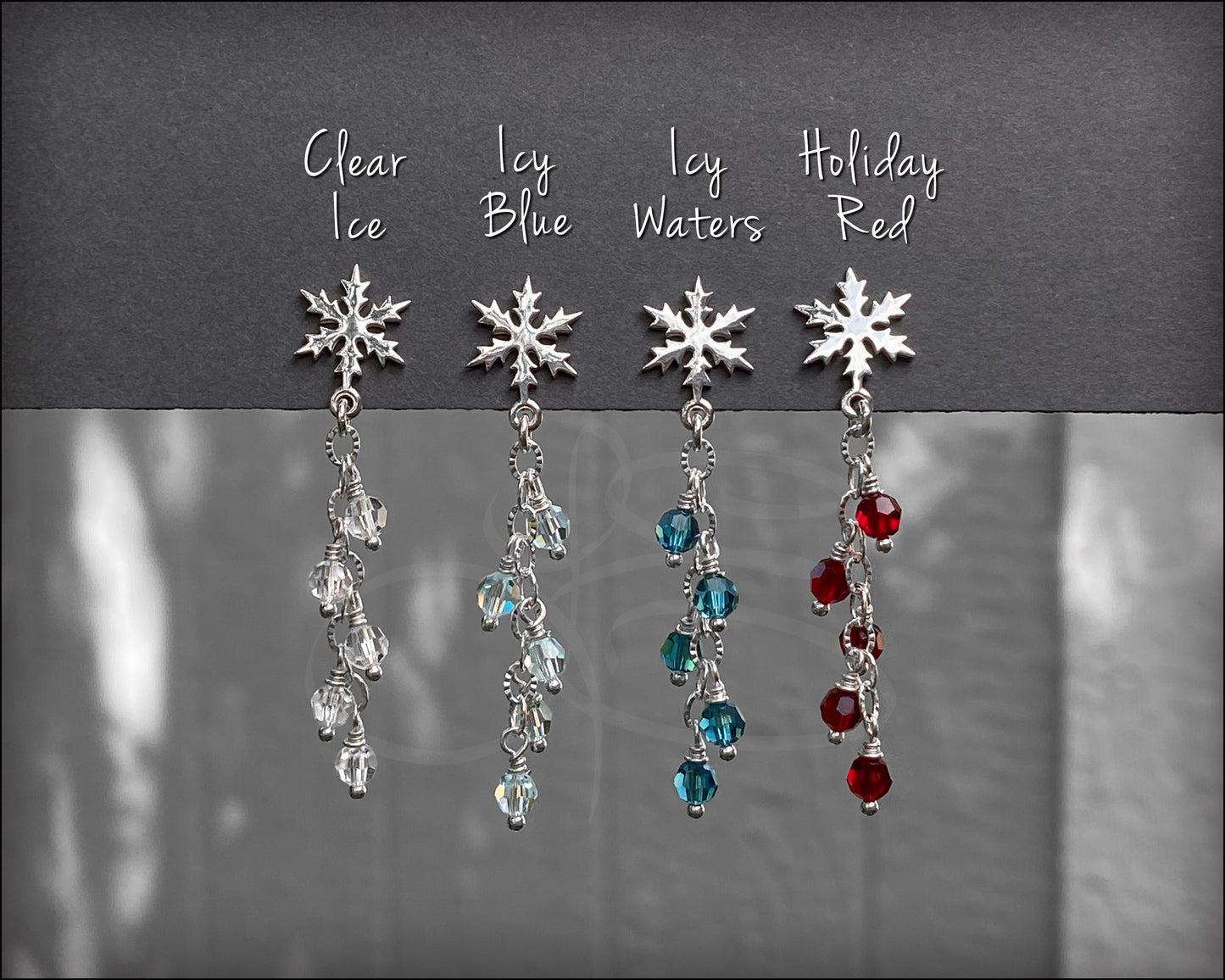 Sterling Snowflake Crystal Earrings (choose color) - LE Jewelry Designs