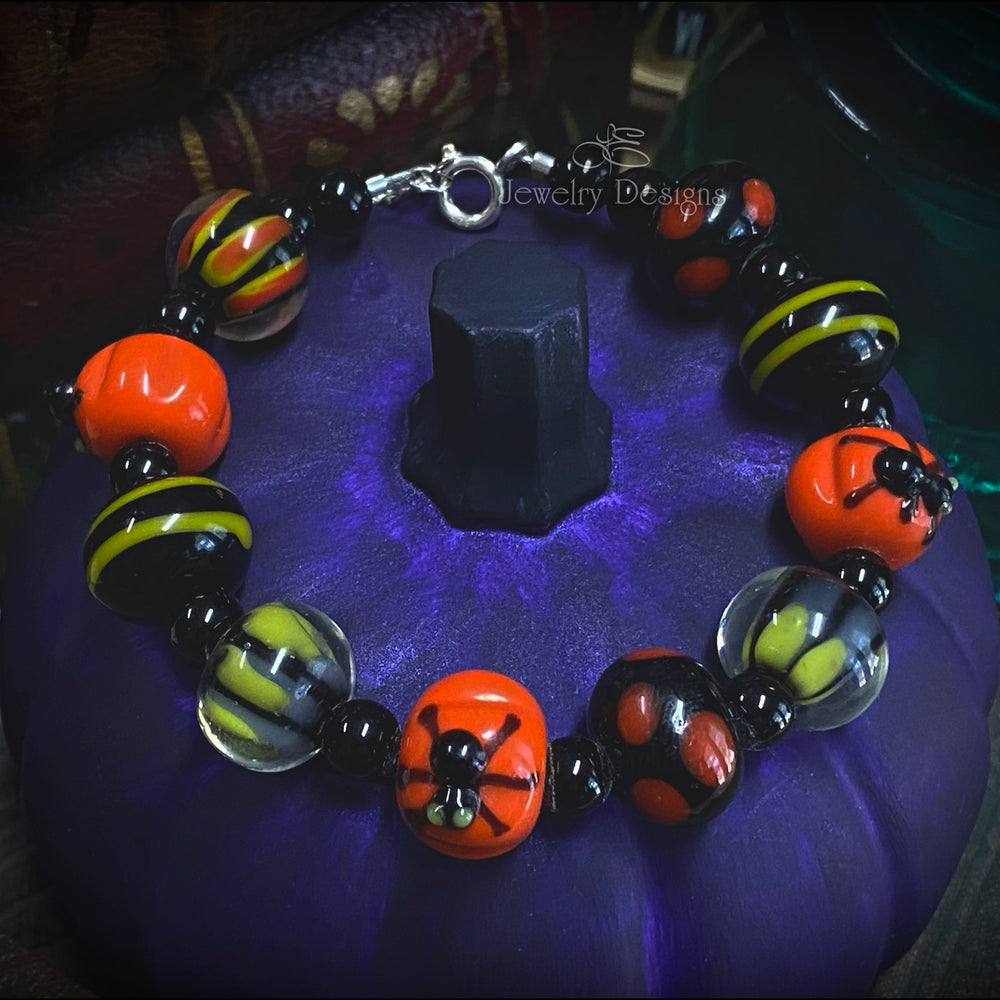 
                  
                    Sterling Lampwork Glass Halloween Bracelet - (RTS) - LE Jewelry Designs
                  
                