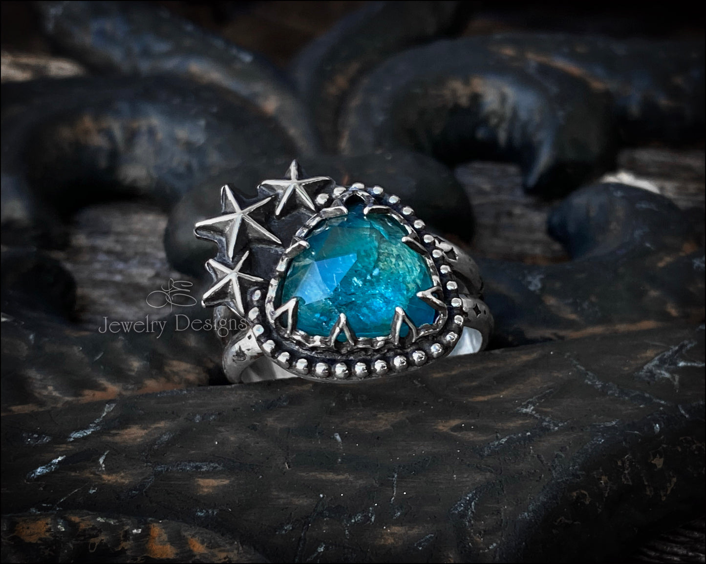 Starry Neon Apatite Celestial Ring