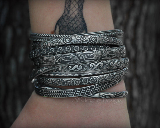 Load image into Gallery viewer, Sterling Silver Pattern Cuff Bracelets - LE Jewelry Designs
