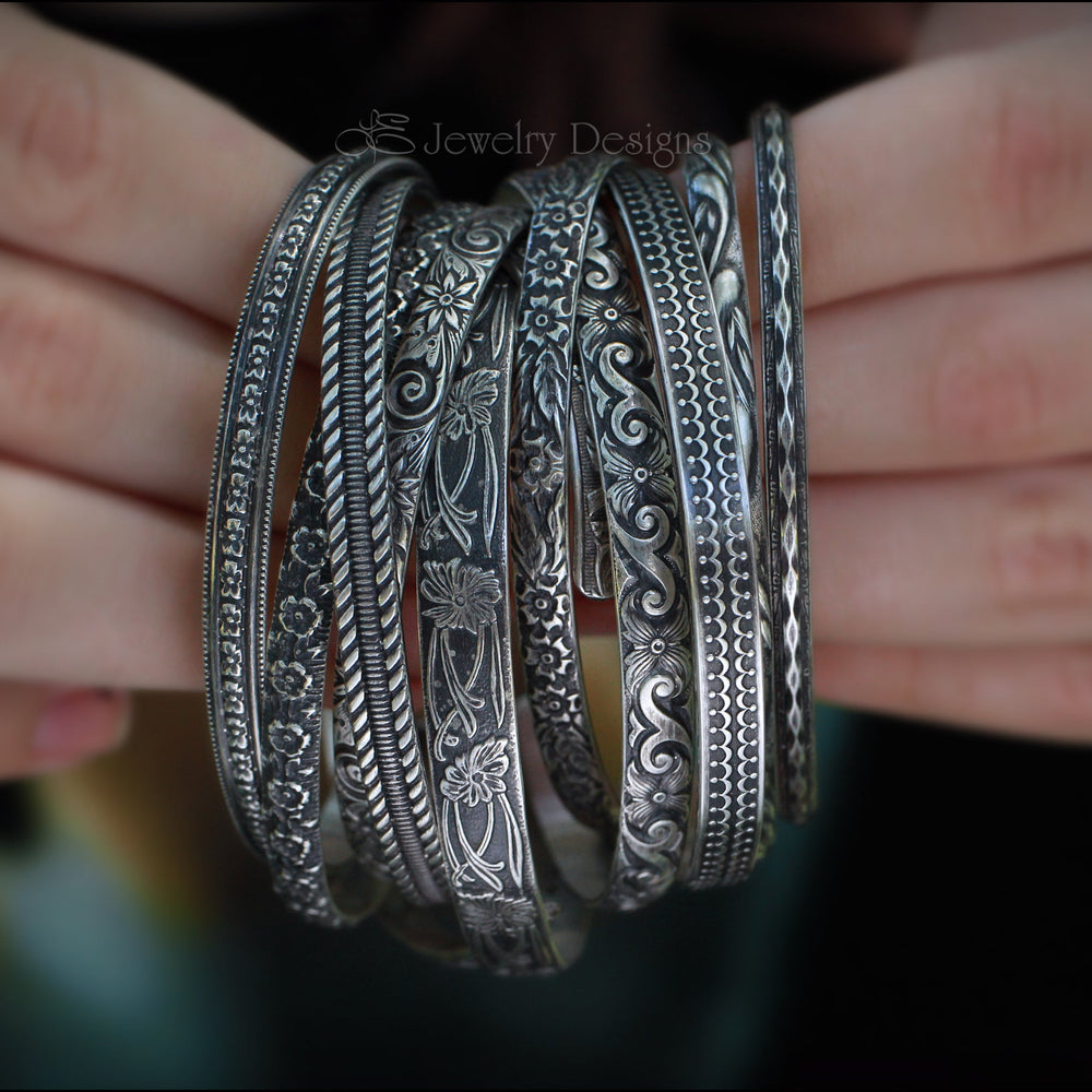 Sterling Silver Pattern Cuff Bracelets - LE Jewelry Designs