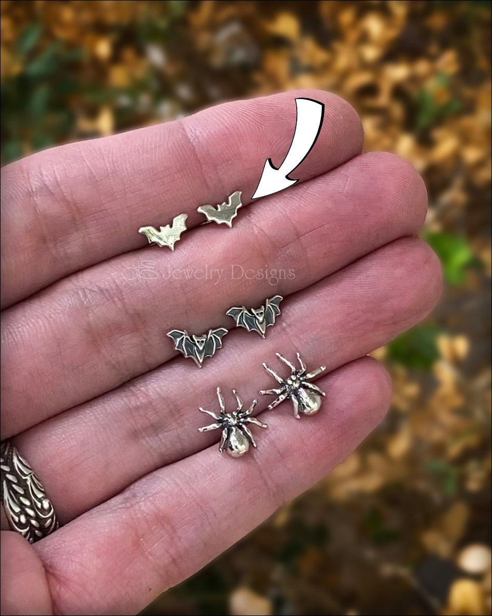 Tiny Plain Bat Stud Earrings - LE Jewelry Designs