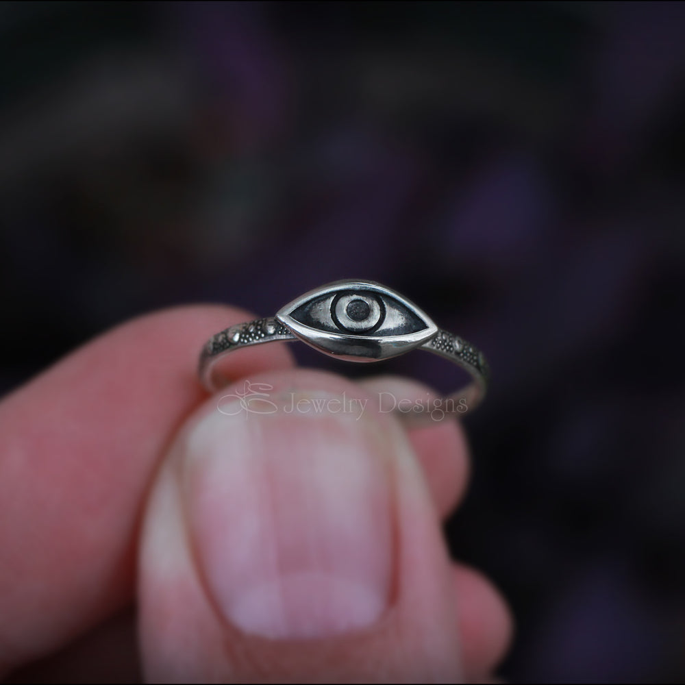 
                  
                    Small Sterling Silver Evil Eye Ring - LE Jewelry Designs
                  
                