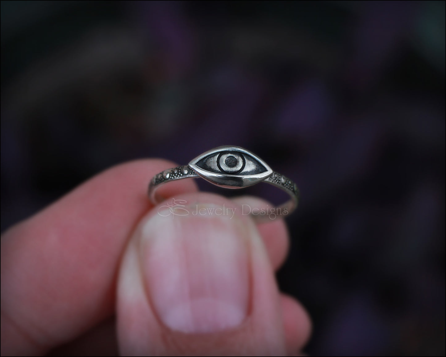 Small Sterling Silver Evil Eye Ring - LE Jewelry Designs