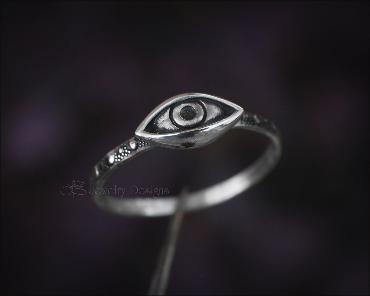 Small Sterling Silver Evil Eye Ring - LE Jewelry Designs