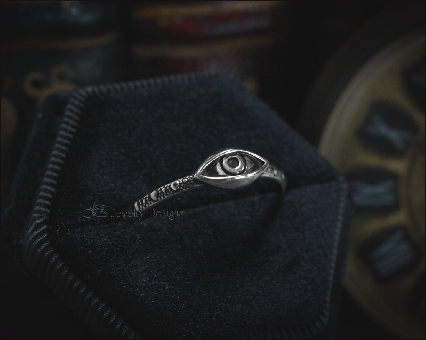 Small Sterling Silver Evil Eye Ring - LE Jewelry Designs