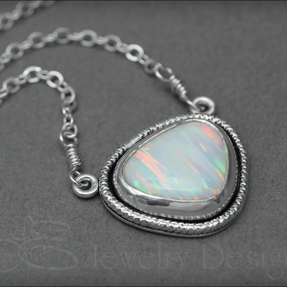 
                  
                    Sterling Opal Triangle Necklace - (choose color) - LE Jewelry Designs
                  
                