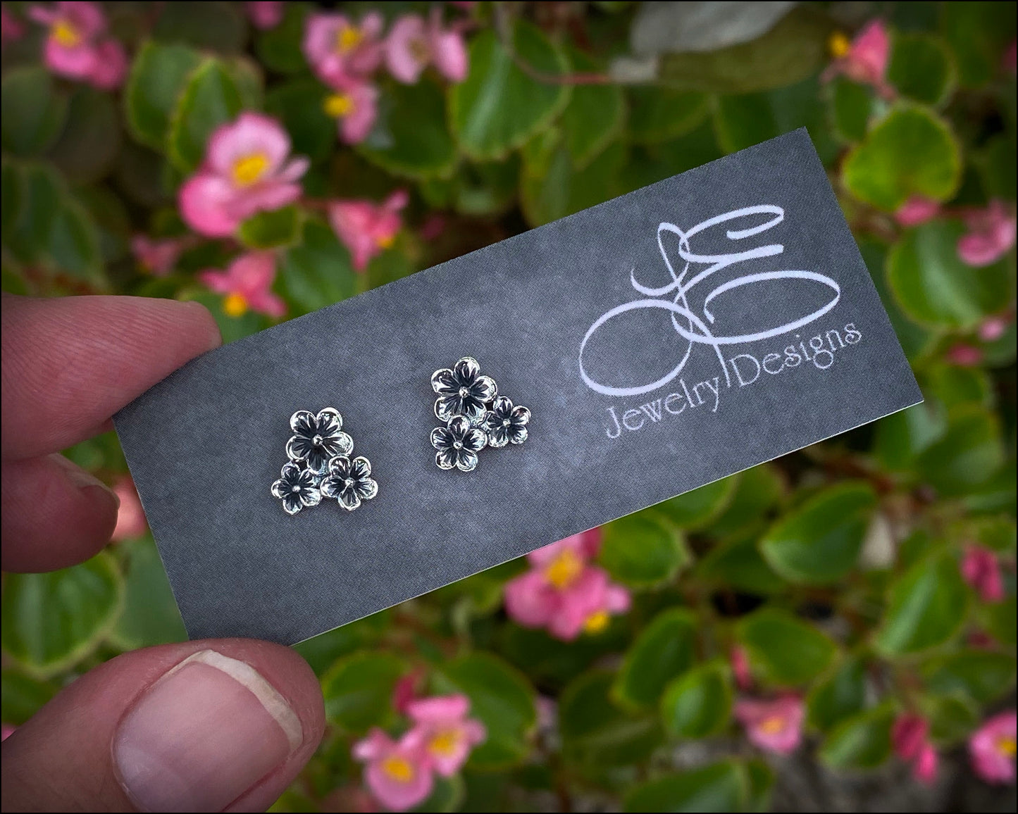 Sterling Cherry Blossom Cluster Stud Earrings