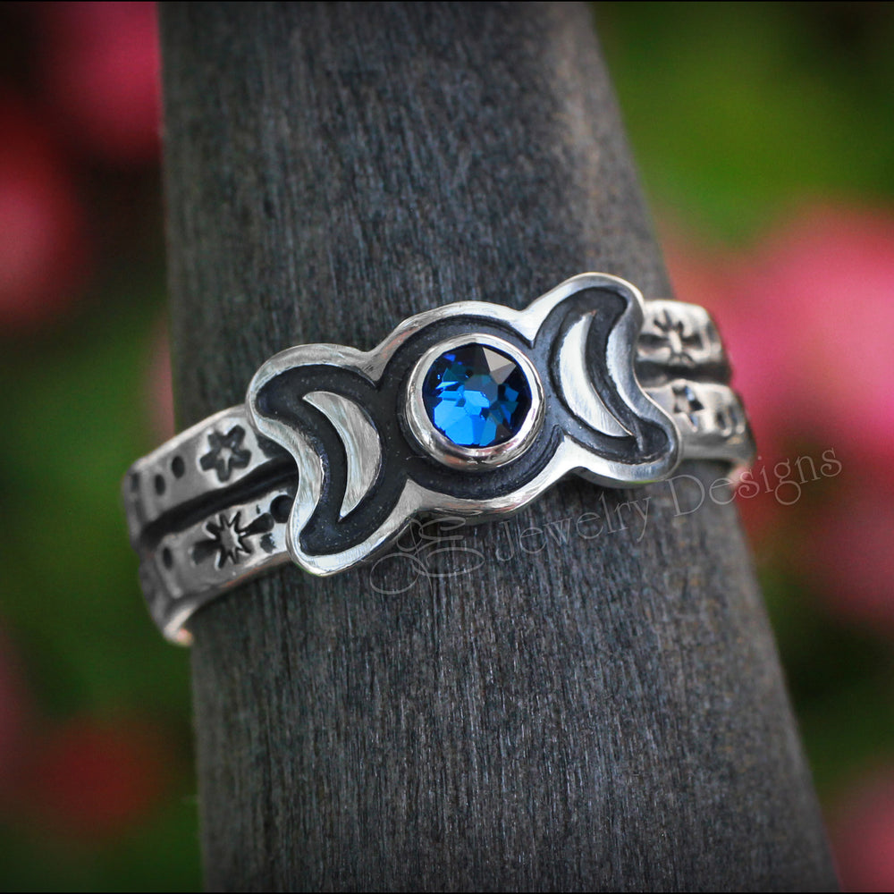 
                  
                    Sterling Silver Triple Moon Birthstone Ring - LE Jewelry Designs
                  
                