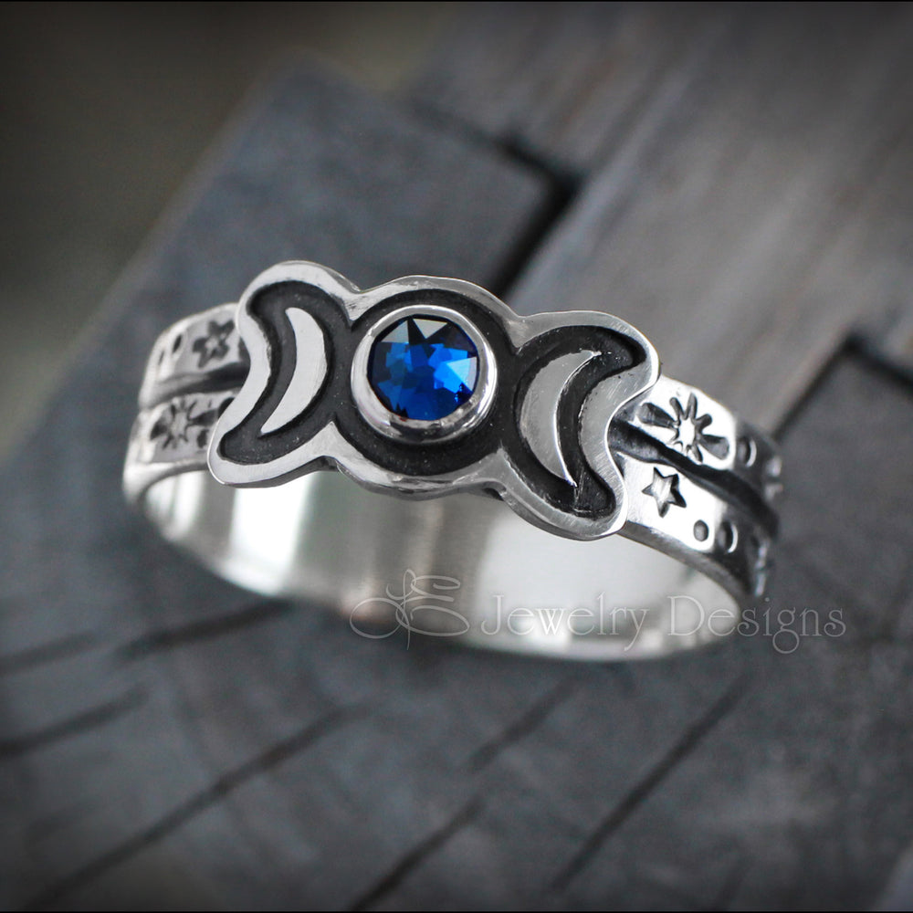 
                  
                    Sterling Silver Triple Moon Birthstone Ring - LE Jewelry Designs
                  
                