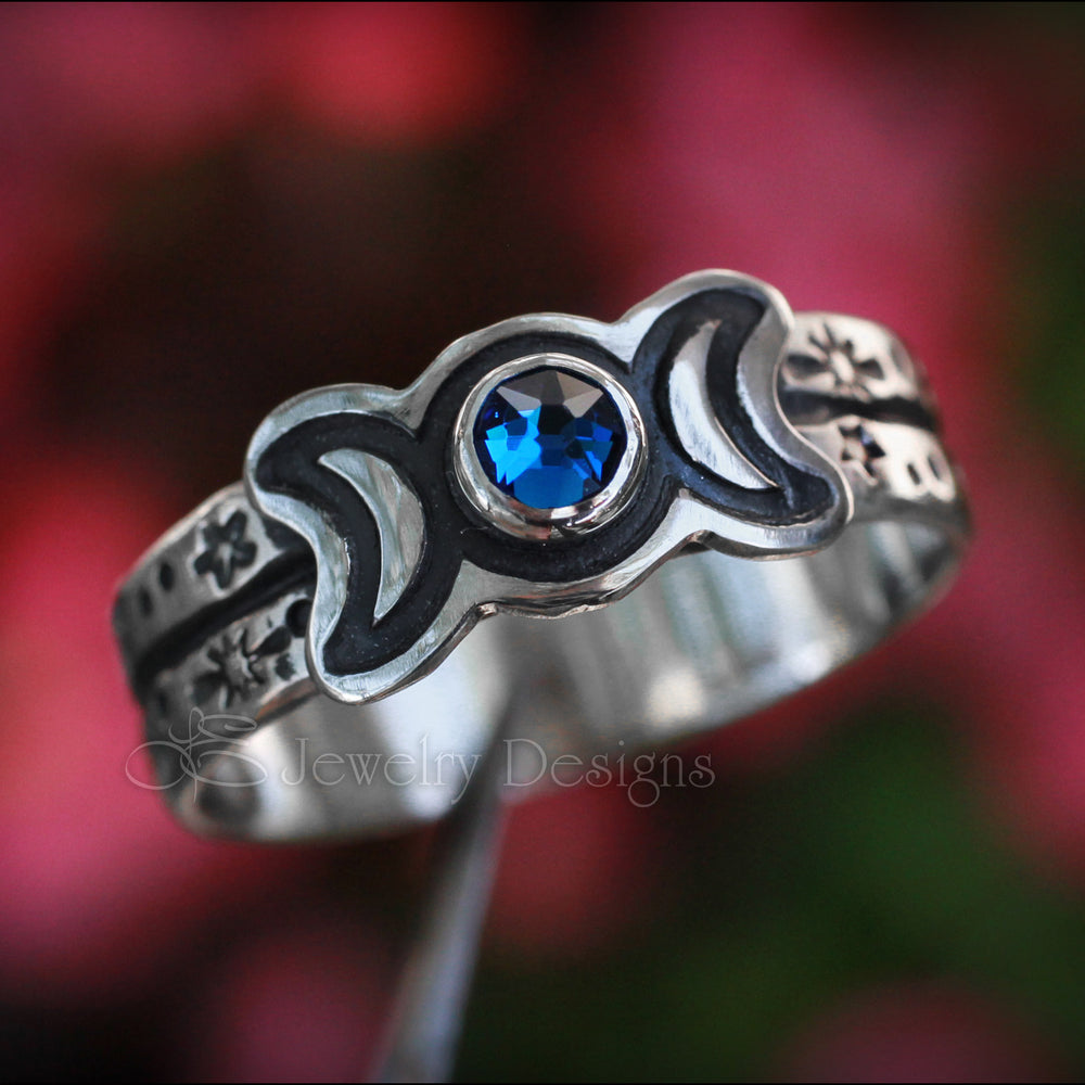 
                  
                    Sterling Silver Triple Moon Birthstone Ring - LE Jewelry Designs
                  
                