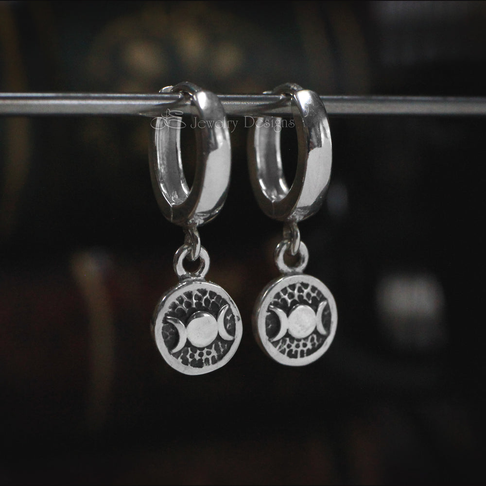 
                  
                    Sterling Triple Moon Huggie Earrings - LE Jewelry Designs
                  
                