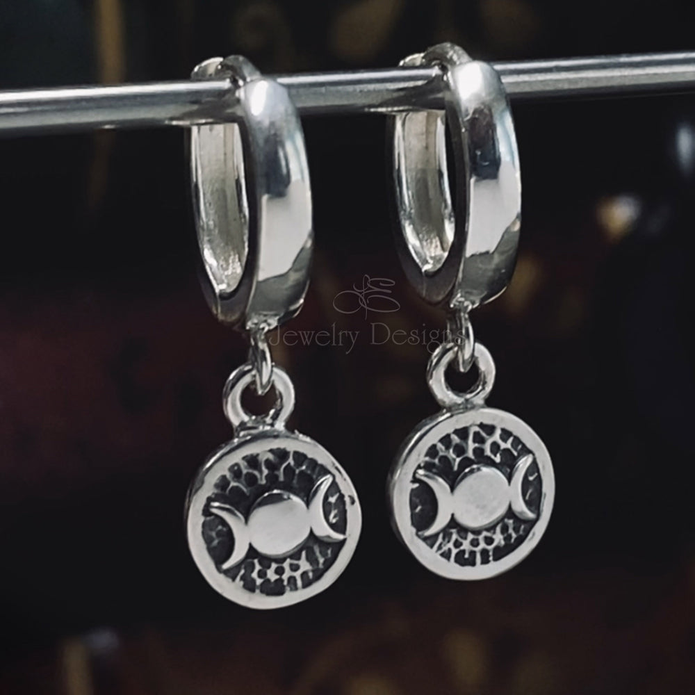 Sterling Triple Moon Huggie Earrings - LE Jewelry Designs