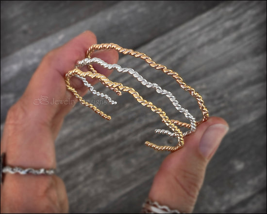 Twisted Wavy Cuffs - (sterling, gold-filled) - LE Jewelry Designs