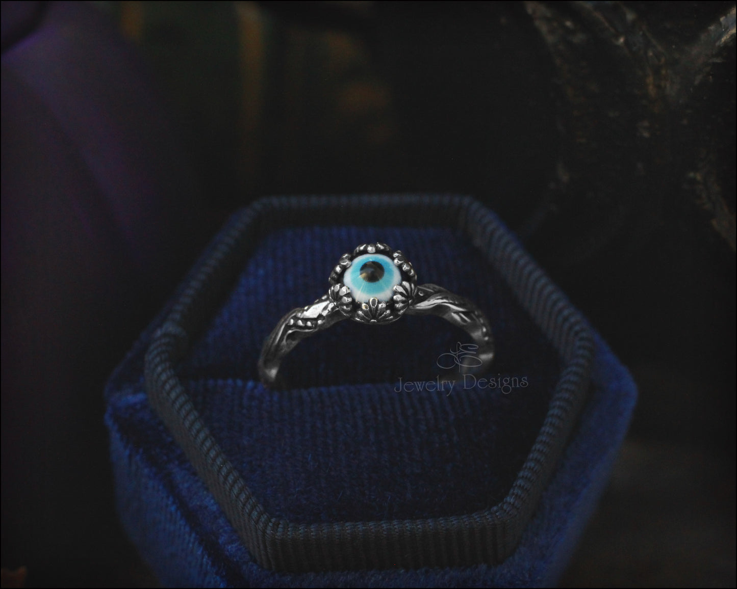 Sterling Blue Evil Eye Ring - LE Jewelry Designs