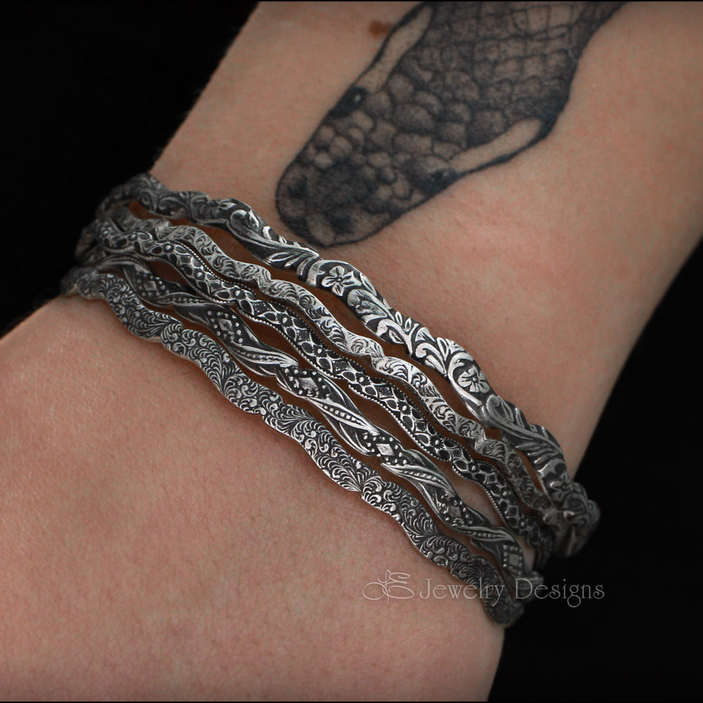 
                  
                    Skinny Wavy Pattern Cuff Bracelets - LE Jewelry Designs
                  
                