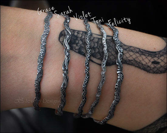 Skinny Wavy Pattern Cuff Bracelets - LE Jewelry Designs