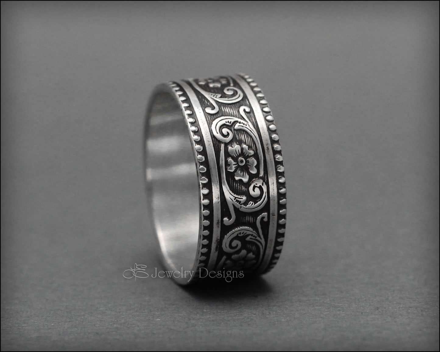 Sterling Floral Wide Band - LE Jewelry Designs