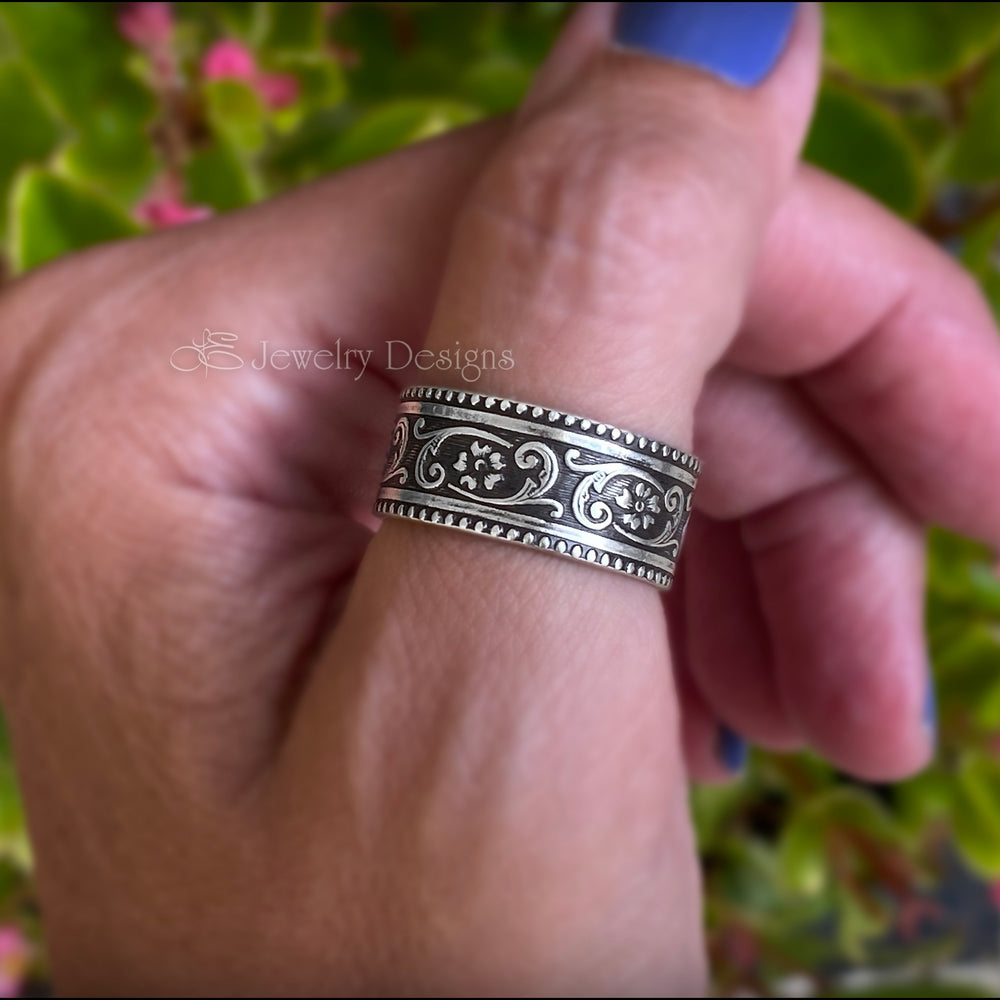 
                  
                    Sterling Floral Wide Band - LE Jewelry Designs
                  
                