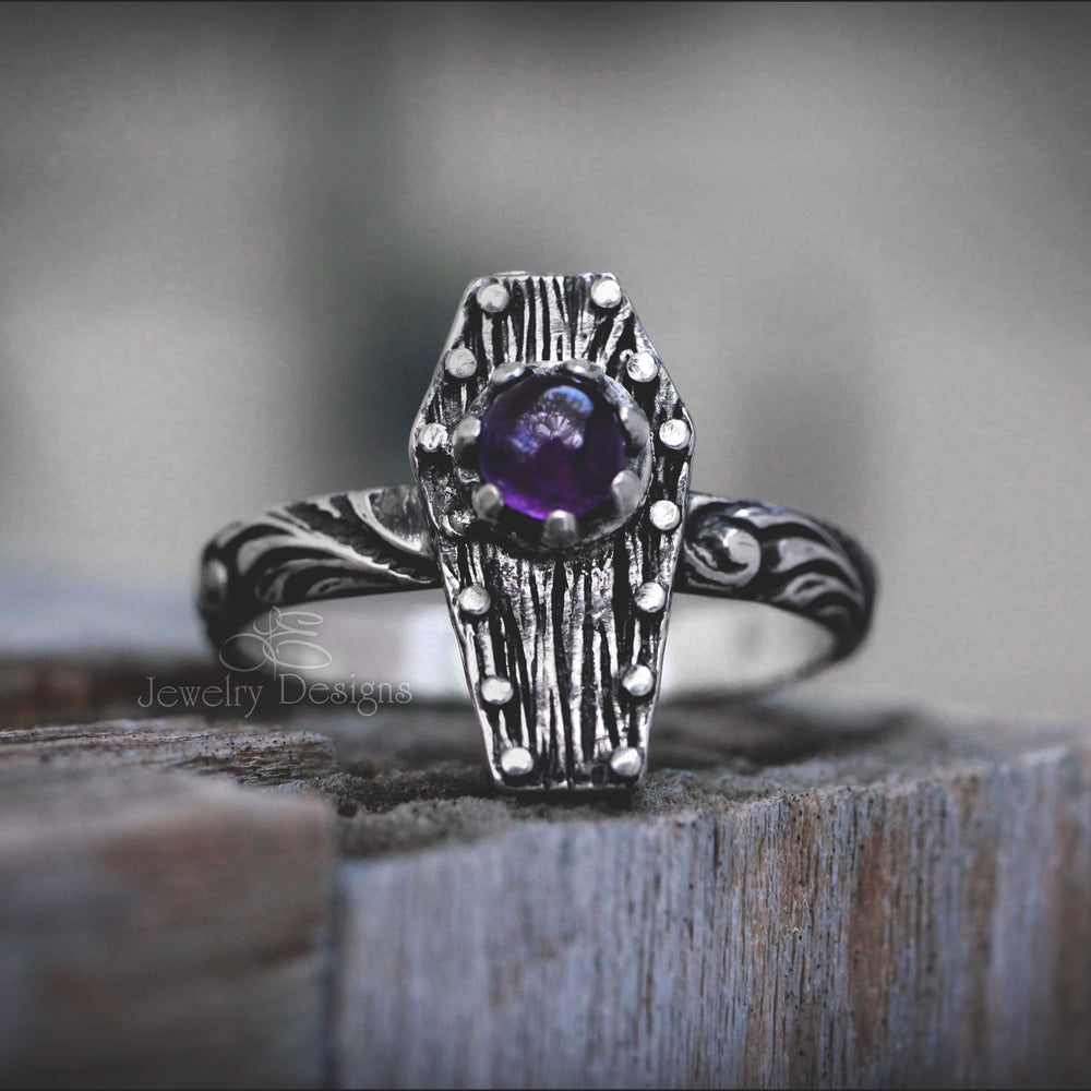 
                  
                    Sterling Wood Coffin Gemstone Ring - LE Jewelry Designs
                  
                