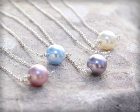 Load image into Gallery viewer, Single Pearl Necklace - (choose your color) - LE Jewelry Designs

