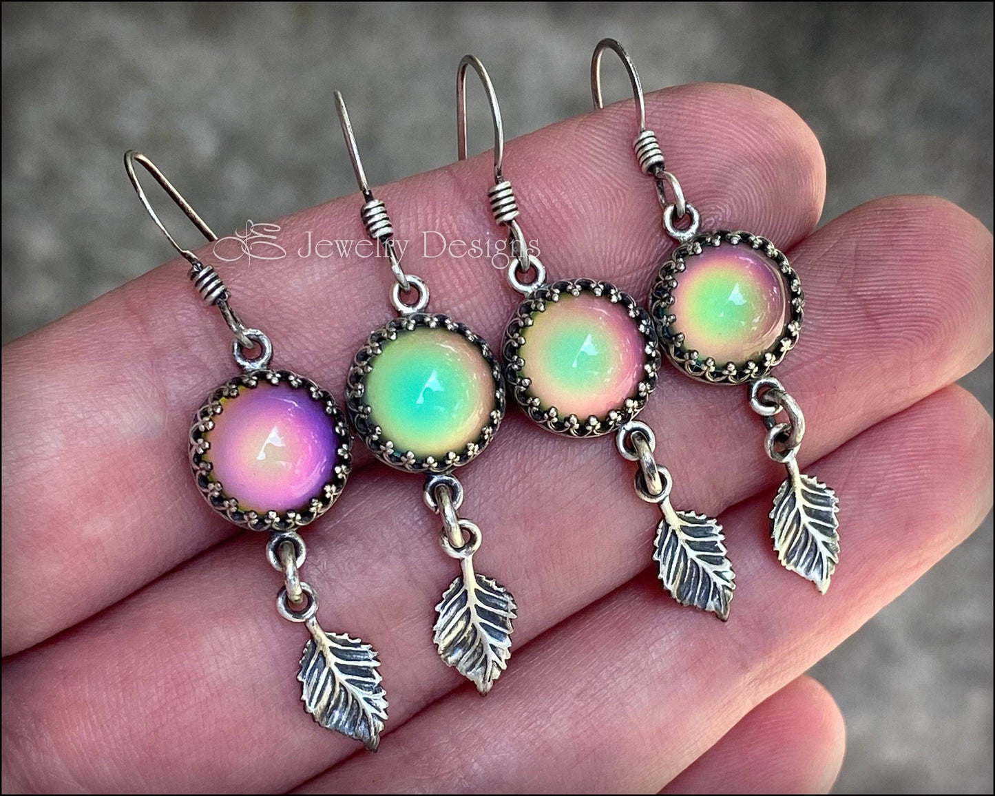 Sterling Silver Mood Leaf Earrings (color changing) - LE Jewelry Designs