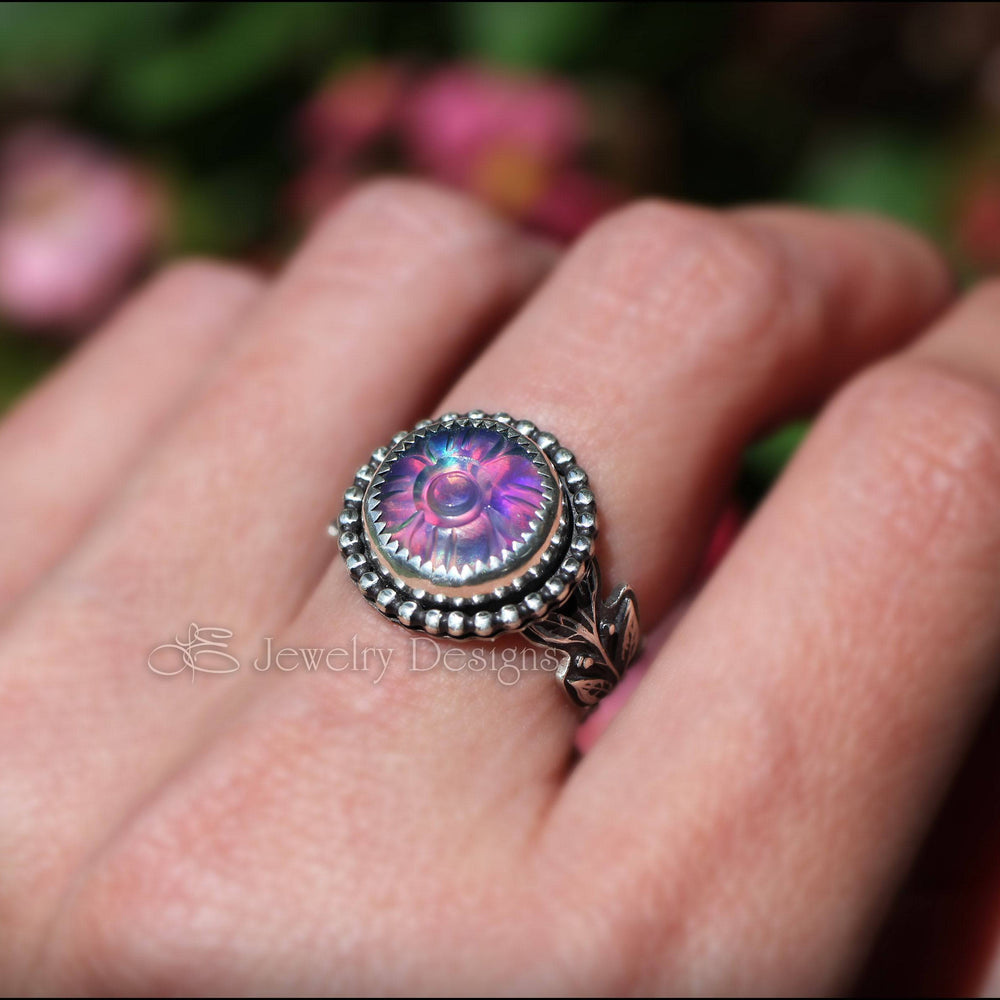 PRE ORDER - Carved Aurora Opal Floral Ring - LE Jewelry Designs
