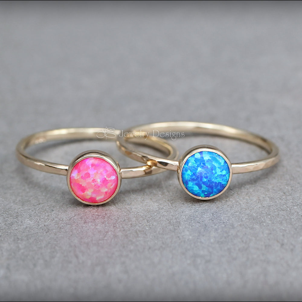 Gold Opal Stacking Ring - (6mm) - LE Jewelry Designs