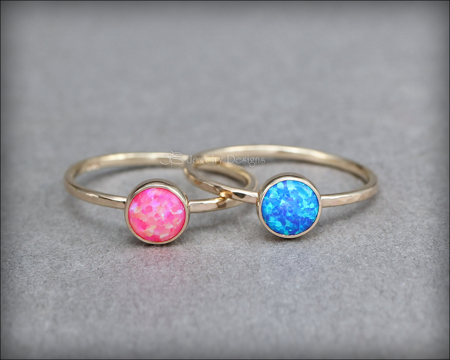 Gold Opal Stacking Ring - (6mm) - LE Jewelry Designs