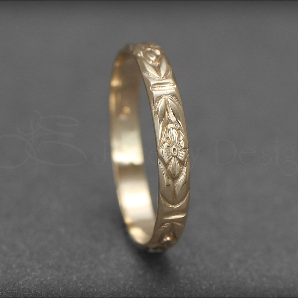 14k Gold Floral Band - LE Jewelry Designs