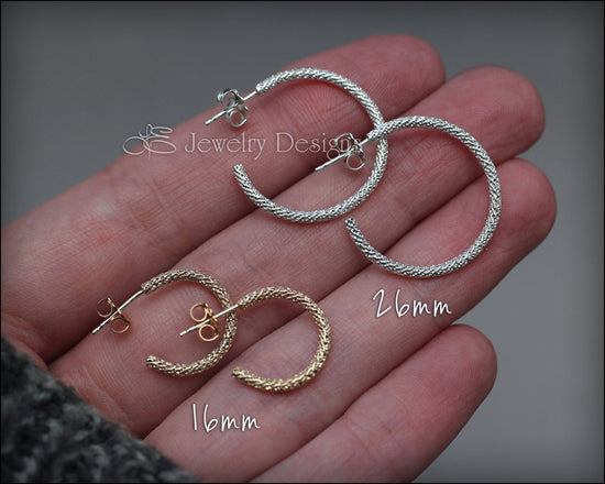 Load image into Gallery viewer, Glitter Hoops - (sterling, 14k gold-filled) - LE Jewelry Designs
