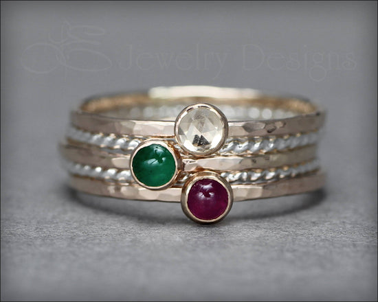 Gemstone Ring Set - (with 3 stones) - LE Jewelry Designs