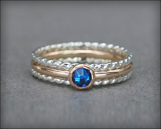 Birthstone Ring Set - (with 1 birthstone) - LE Jewelry Designs