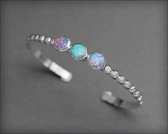 Load image into Gallery viewer, 3-Stone Opal Flower Cuff - LE Jewelry Designs
