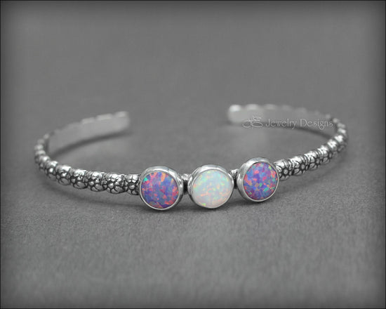 Load image into Gallery viewer, 3-Stone Opal Flower Cuff - LE Jewelry Designs
