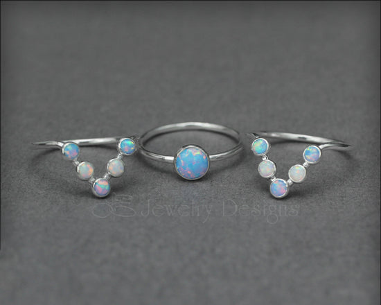 3-Ring Opal Chevron Ring Set - LE Jewelry Designs
