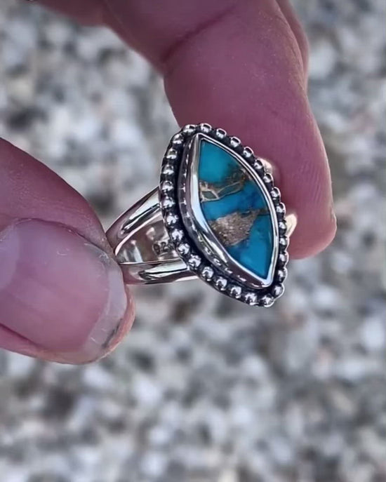 Load and play video in Gallery viewer, Marquis Turquoise Ring - (blue or purple)
