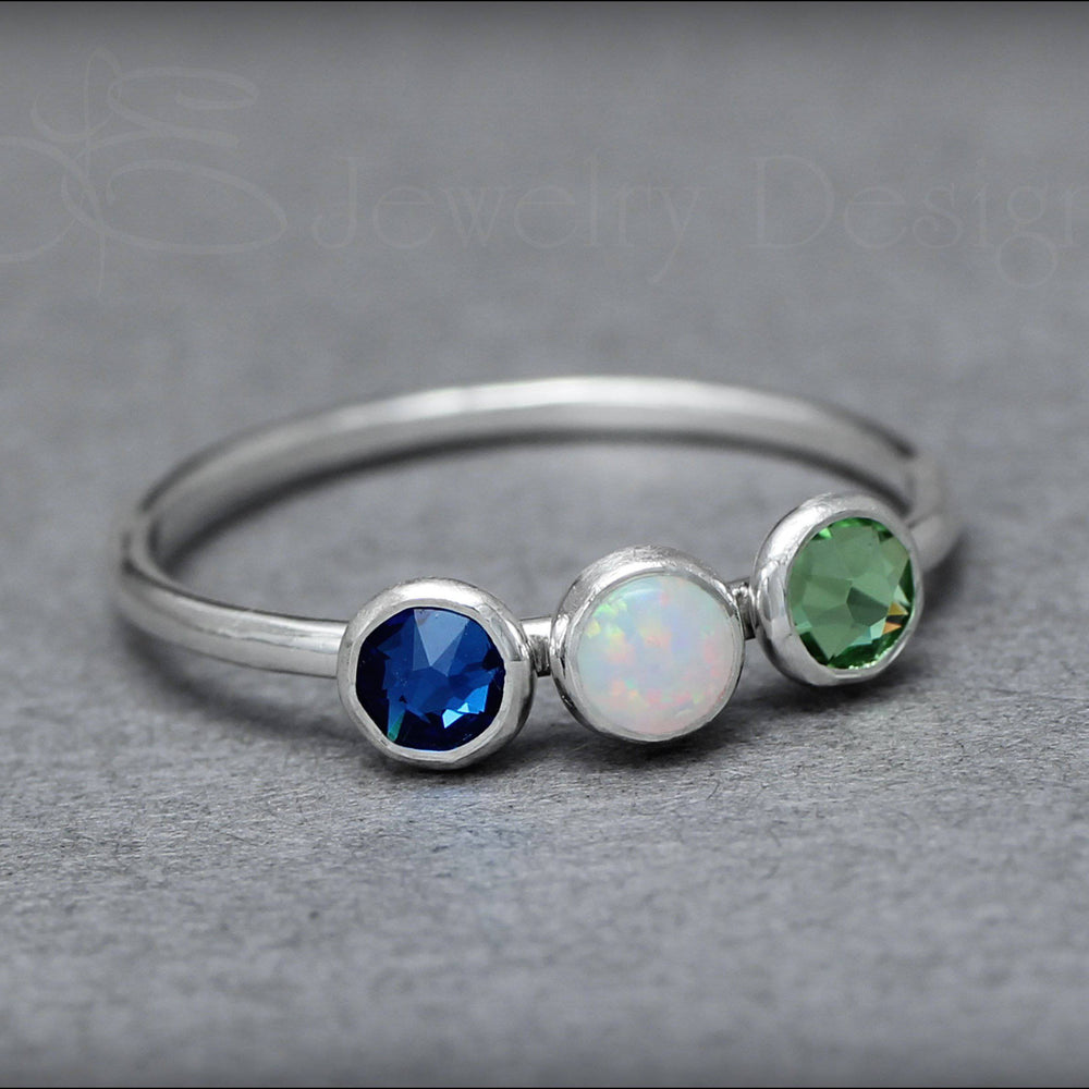 
                  
                    Three Birthstone or Opal Ring - LE Jewelry Designs
                  
                