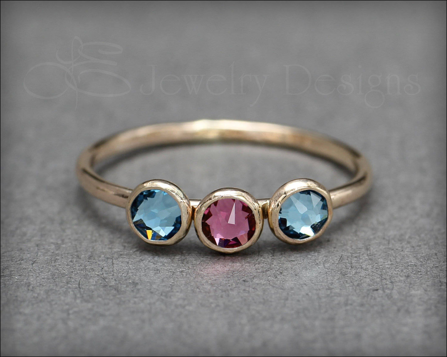 Three Birthstone or Opal Ring - LE Jewelry Designs