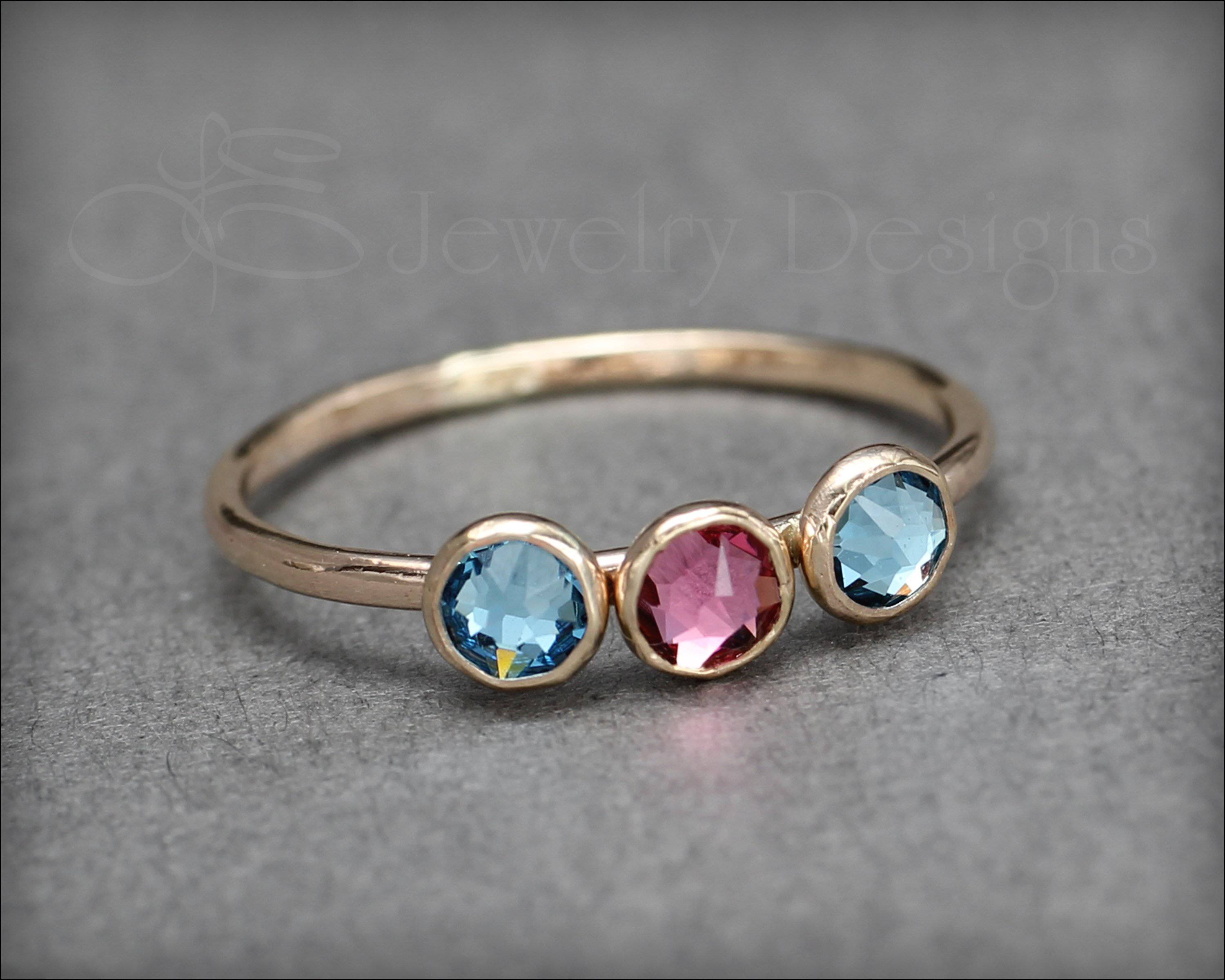 3 Stone Gold Birthstone Ring LE Jewelry Designs