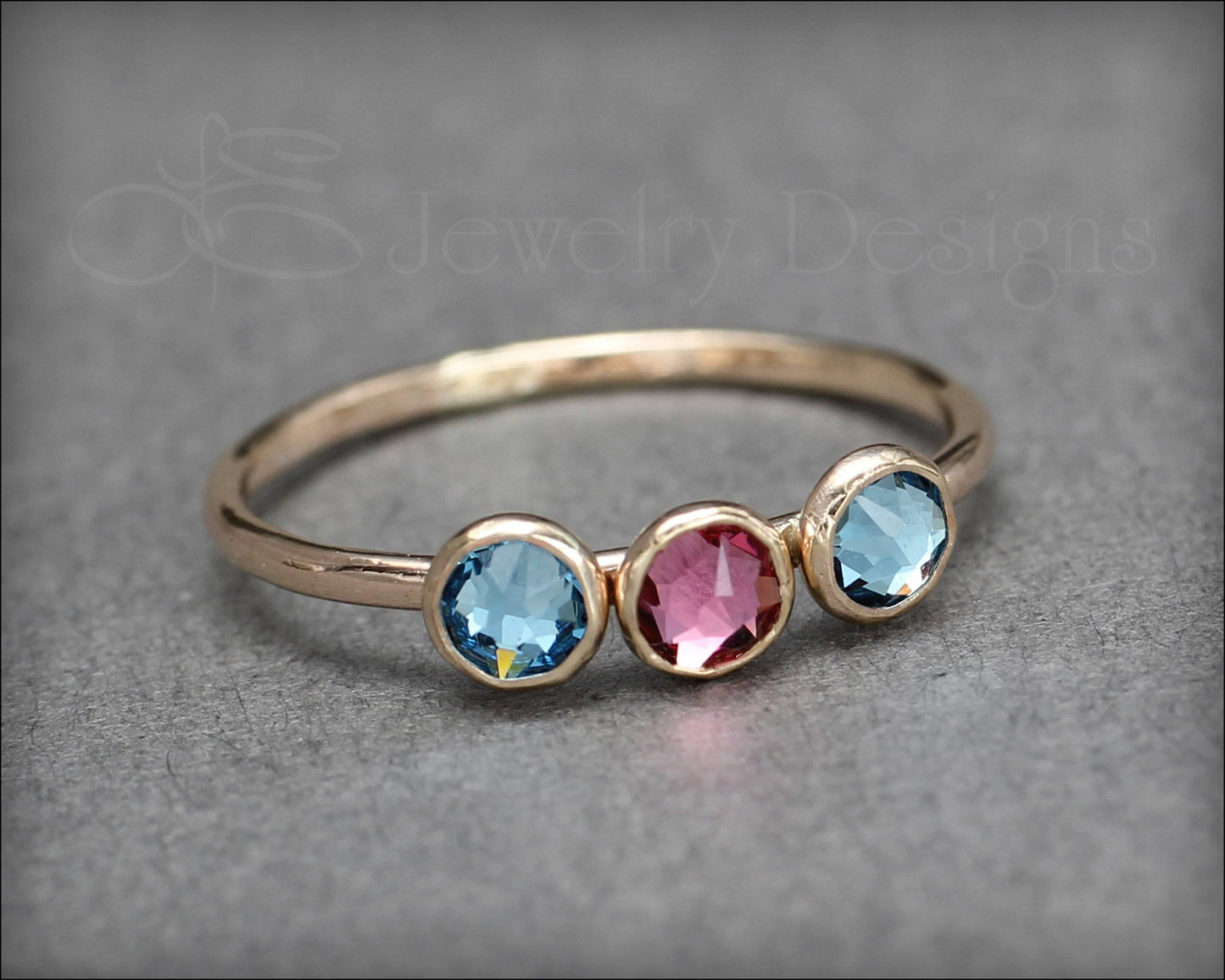 Three Birthstone or Opal Ring - LE Jewelry Designs