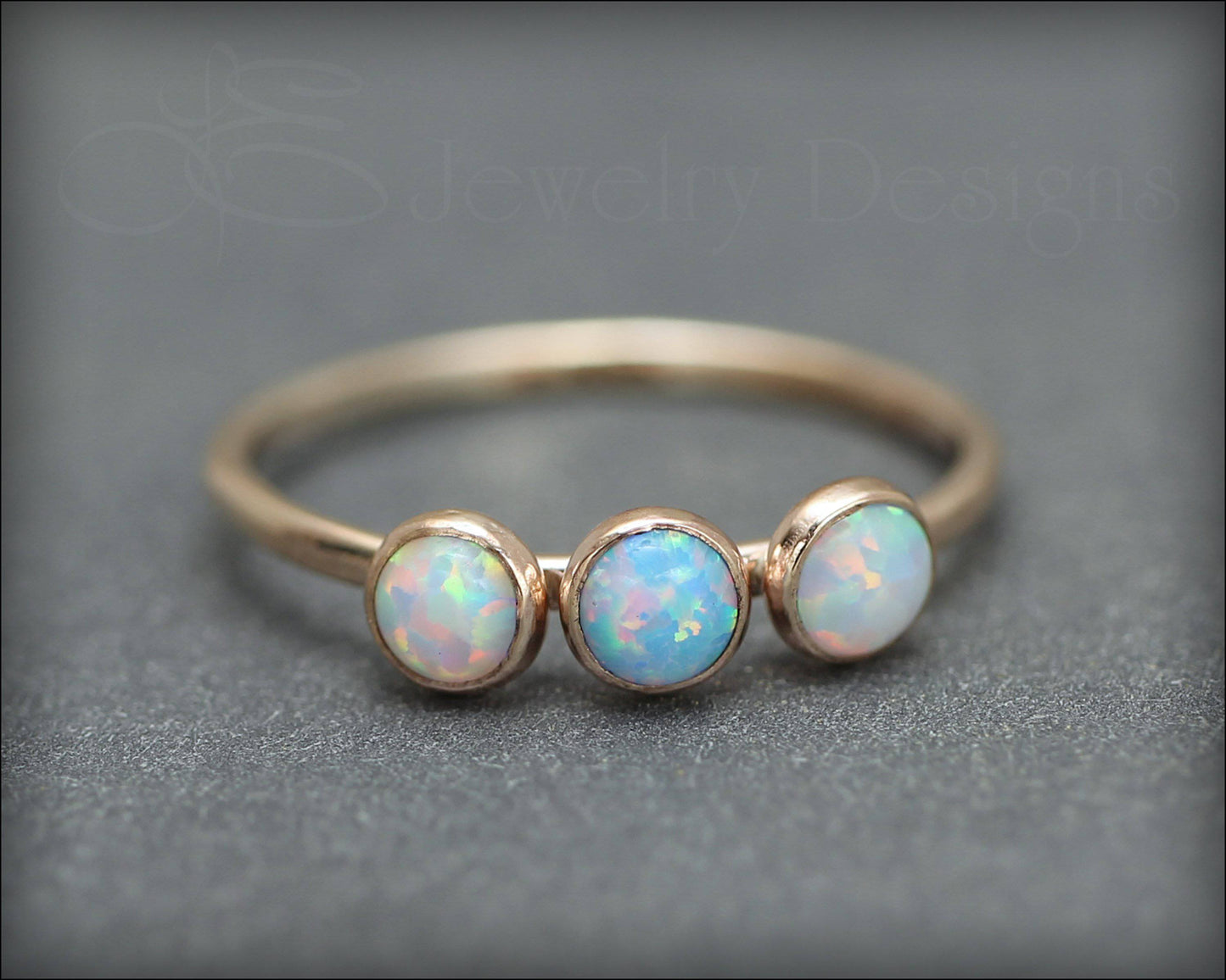 Three Birthstone or Opal Ring - LE Jewelry Designs