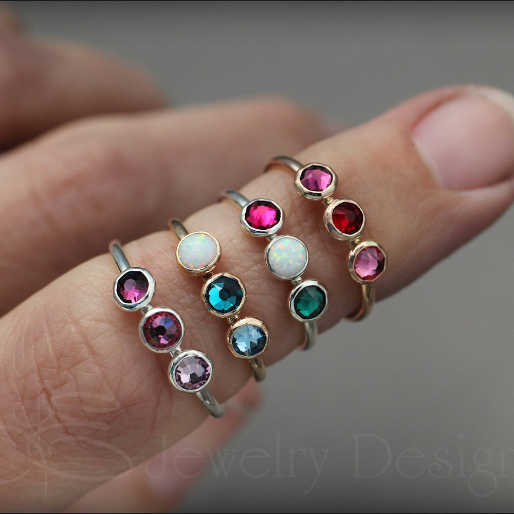 
                  
                    Three Birthstone or Opal Ring - LE Jewelry Designs
                  
                
