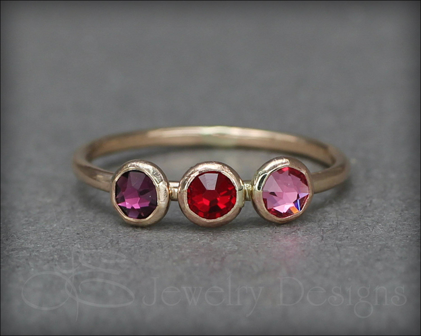 Three Birthstone or Opal Ring - LE Jewelry Designs